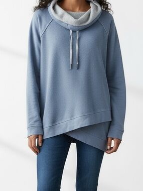 Calvin Klein Thermal Knit Size Medium Cowl Pullover Athletic Asymmetrical hem